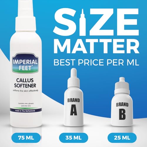 Imperial Feet Callus Softener offers best value per ml compared to smaller bottles from other brands.