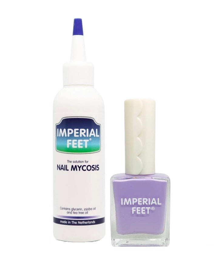 Imperial Feet nail fungus treatment with lavender-colored antifungal nail polish.