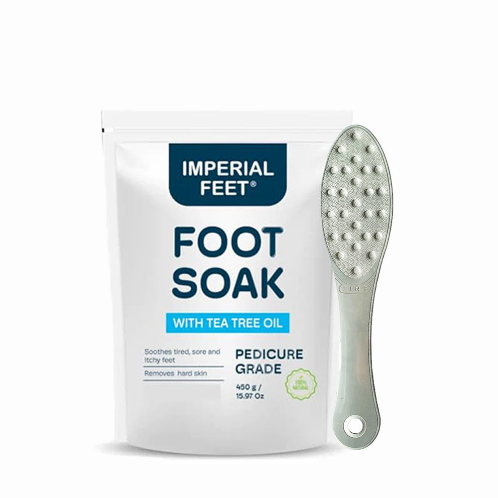 Imperial Feet Foot Soak with tea tree oil and professional foot file for removing hard skin