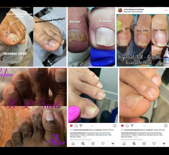Salon and customer before/after collage from social media